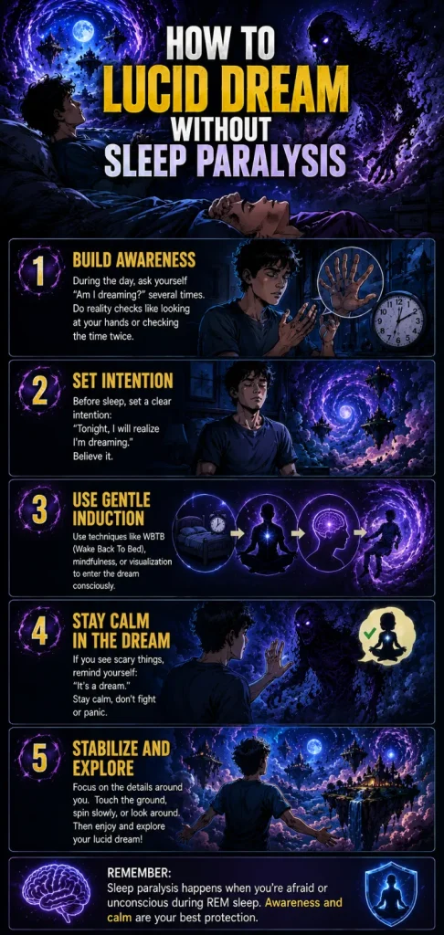 how to lucid dream without encountering sleep paralysis demon